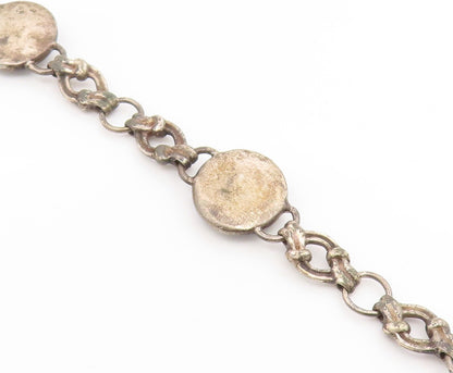 925 Sterling Silver Vintage Bracelet Antique Carved Floral Blossom Link  BT11925