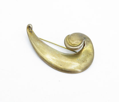 LEILA TAI 925 Sterling Silver  Vintage Smooth Comma Swirl Brooch Pin  BP1418