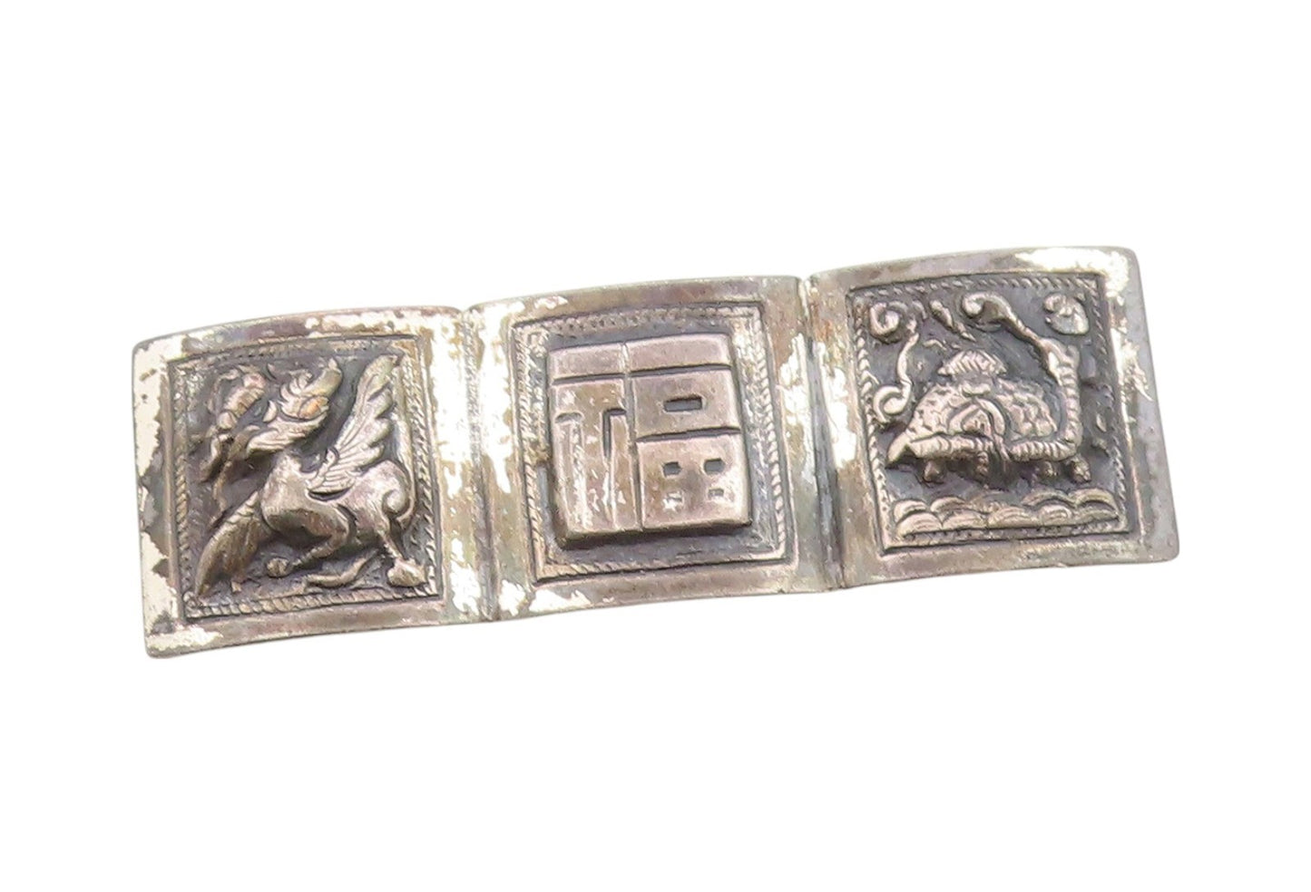 925 Sterling Silver Vintage Brooch Dark Tone Peruvian Storyteller Panel  BP11636