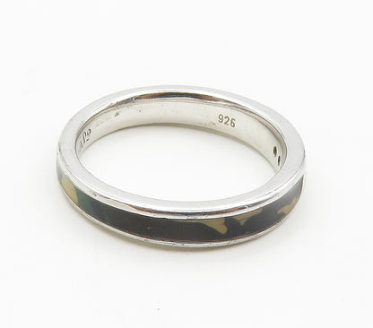 925 Sterling Silver  Topaz Accented Enamel Camouflage Band Ring Sz 7  RG15515