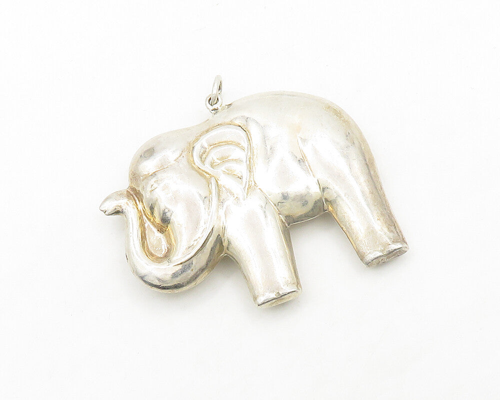 925 Sterling Silver  Vintage Shiny Hollow Elephant Motif Pendant  PT15226