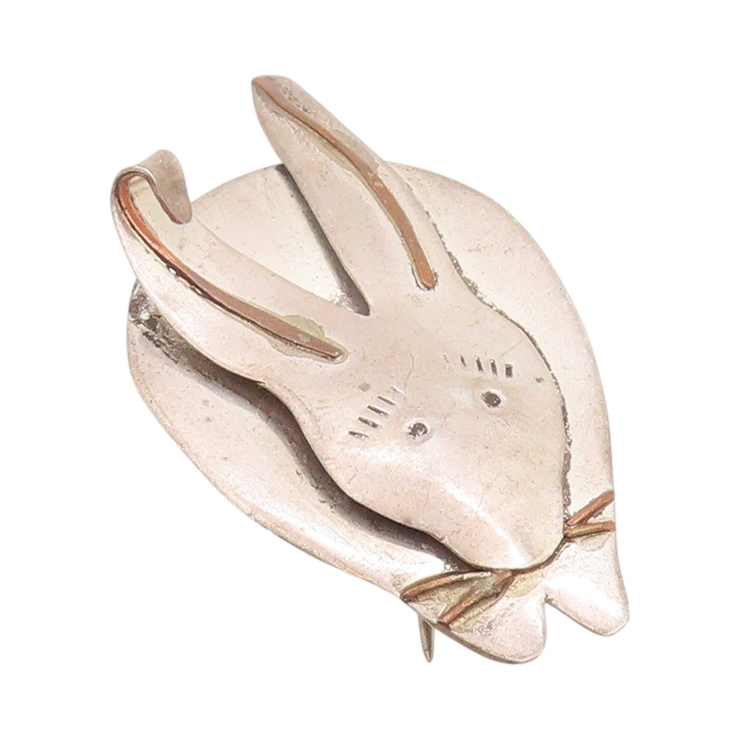 925 Sterling Silver Vintage Brooch Solid Cutout Eating Rabbit  BP11734