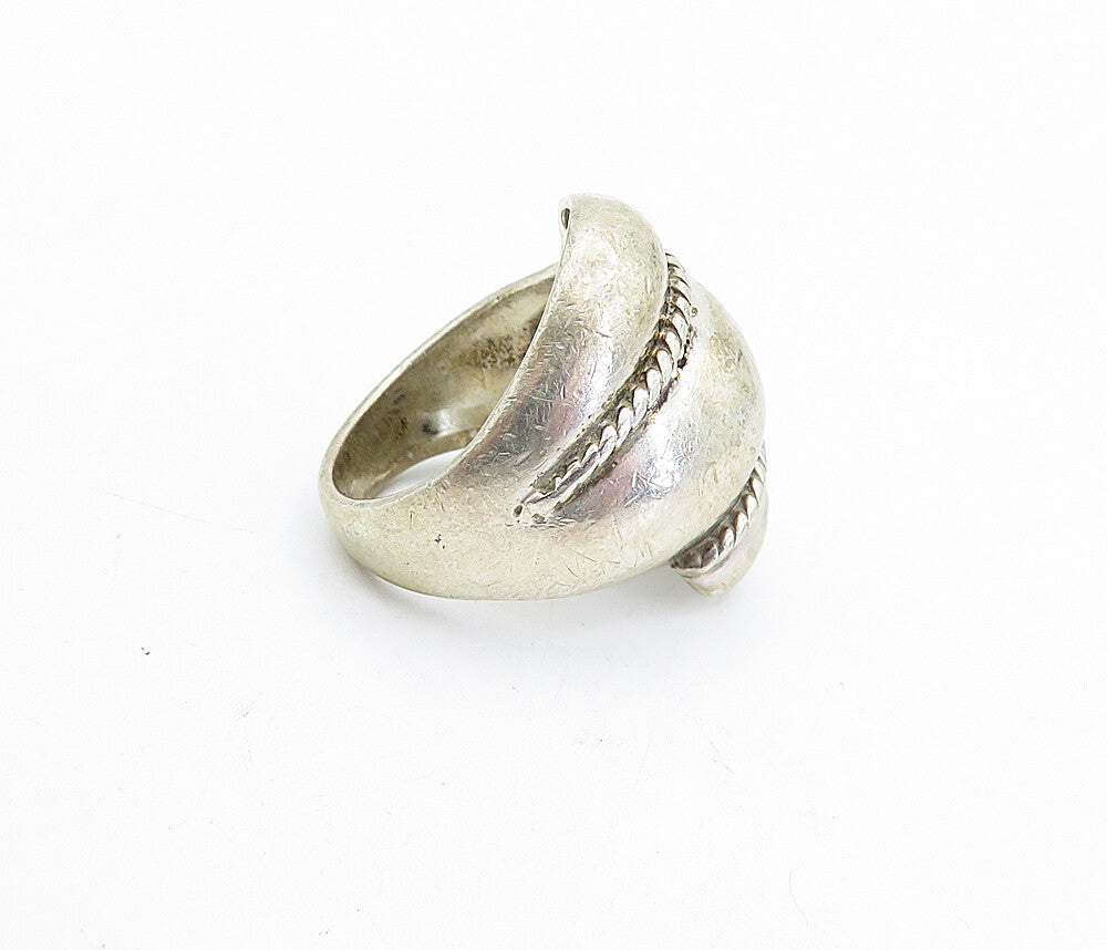 ESPO 925 Sterling Silver  Vintage Rope Twist Bypass Band Ring Sz 7.5  RG5853