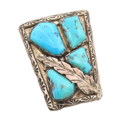 925 Sterling Silver Vintage Bolo Tie A. PENKETEWA ZUNI Turquoise Leaf  TR4007