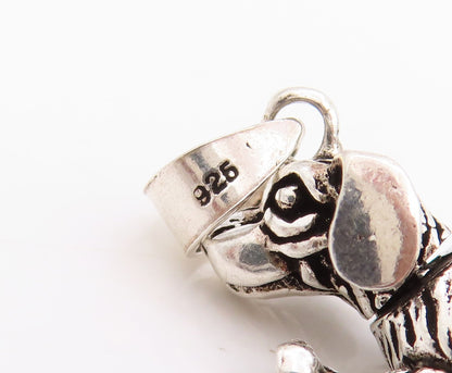 925 Sterling Silver Vintage Pendant Tiger Striped Dog Charm (MOVES)  PT24726