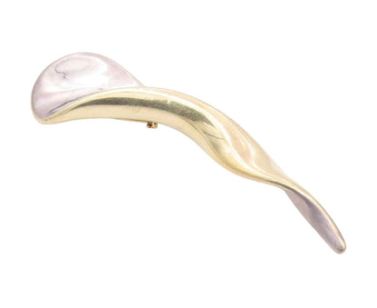 DESIGNER 925 Sterling Silver Vintage Shiny Two Tone Twist Brooch Pin  BP4047