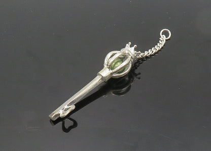 925 Sterling Silver  Vintage Pearl Love Heart Royal Crown Key Pendant  PT15642