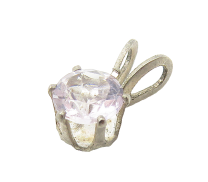 925 Sterling Silver  Vintage Prong Set Round Cut Topaz Petite Pendant  PT9167