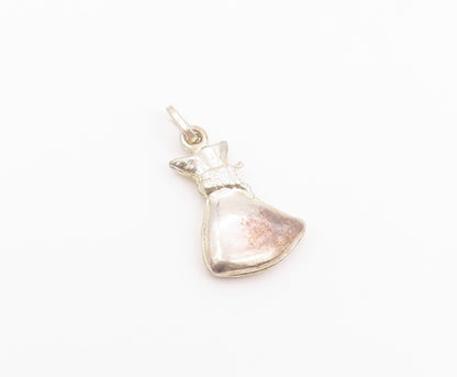 925 Sterling Silver Vintage Pendant Classic $1000 Stacked Money Bag  PT26442