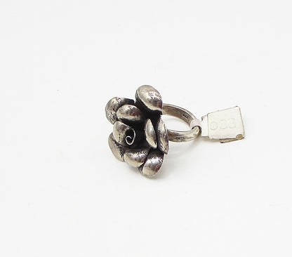 925 Sterling Silver  Vintage Sculpted Spring Flower Cocktail Ring Sz 5.5 RG3103