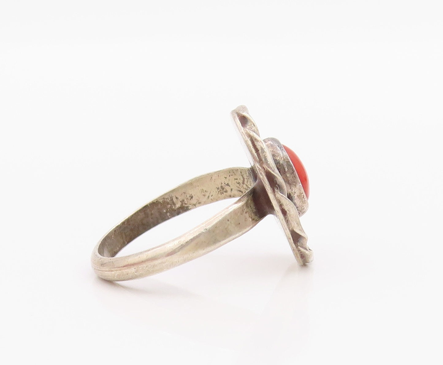 925 Sterling Silver Vintage Ring Antique Cabochon Oval Carnelian  Sz 7  RG33229