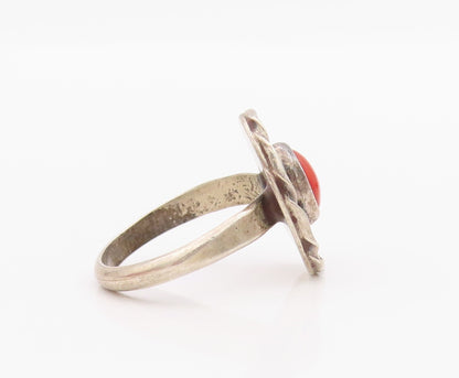 925 Sterling Silver Vintage Ring Antique Cabochon Oval Carnelian  Sz 7  RG33229