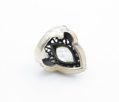 925 Sterling Silver  Vintage Marquise Cut Topaz Cocktail Ring Sz 7  RG7720