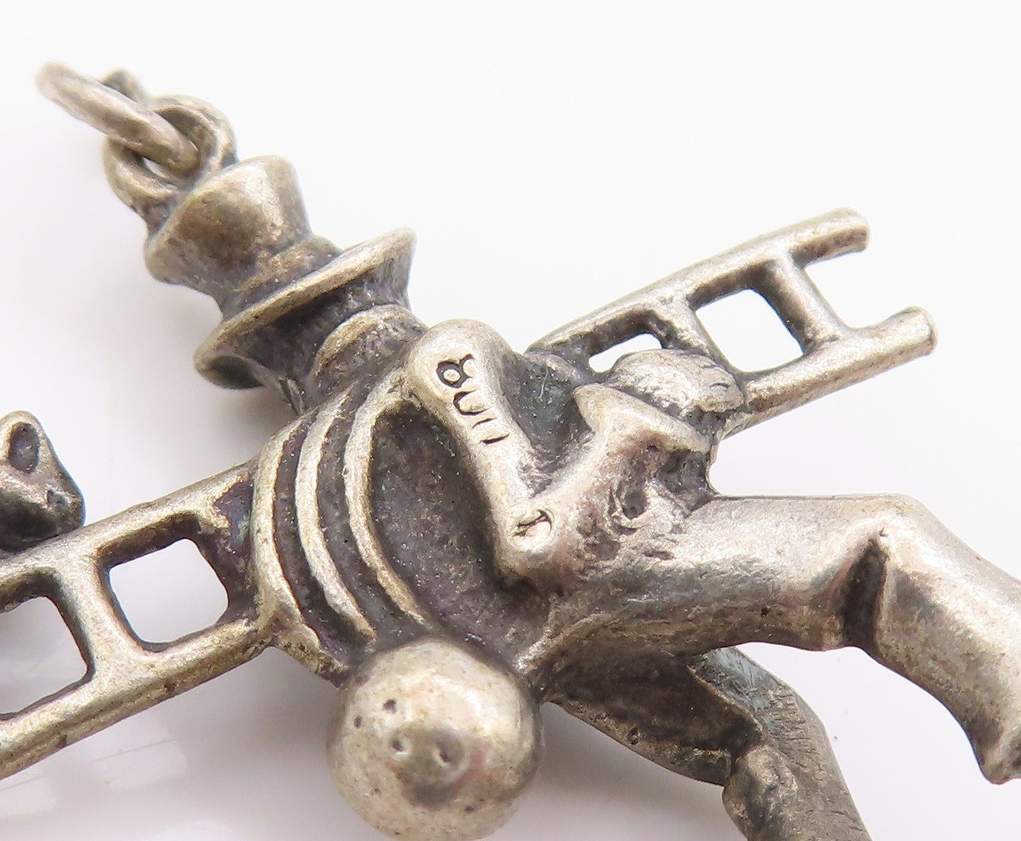 925 Sterling Silver Vintage Pendant German Lucky Chimney Sweep with Cat  PT24890