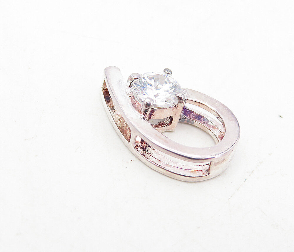 925 Sterling Silver  Vintage Sparkling Cubic Zirconia Slide Pendant  PT6299