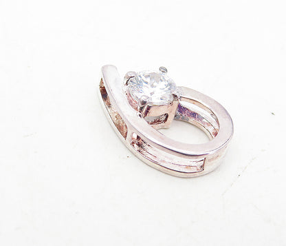 925 Sterling Silver  Vintage Sparkling Cubic Zirconia Slide Pendant  PT6299