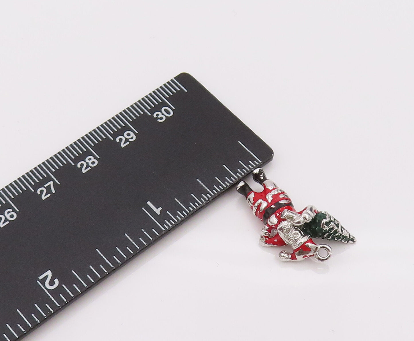 925 Sterling Silver  Vintage Mini Santa Holding Christmas Tree Pendant PT22082