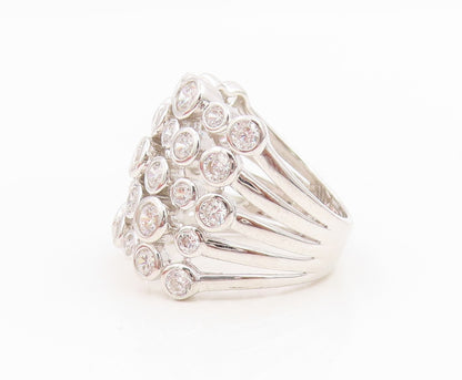 925 Sterling Silver Vintage Ring JACMEL Bezel Set CZ Multi Row  Sz 6.5  RG35010