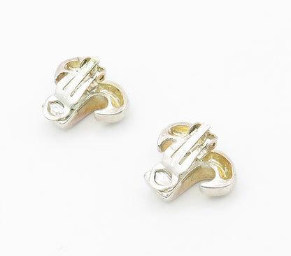 925 Sterling Silver  Vintage Shiny Modernist Non Pierce Drop Earrings  EG8375