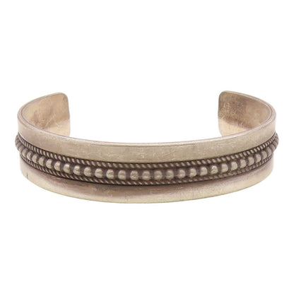 RON Y. NAVAJO 925 Silver  Vintage Dark Tone Bubble Twist Cuff Bracelet  BT8362
