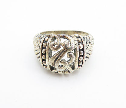 925 Sterling Silver  Vintage Open Swirl Dome Wheat Band Ring Sz 6  RG7502