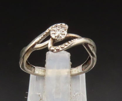 925 Silver  Vintage Dainty Genuine Diamonds Crisscross Swirl Ring Sz 6 RG25212