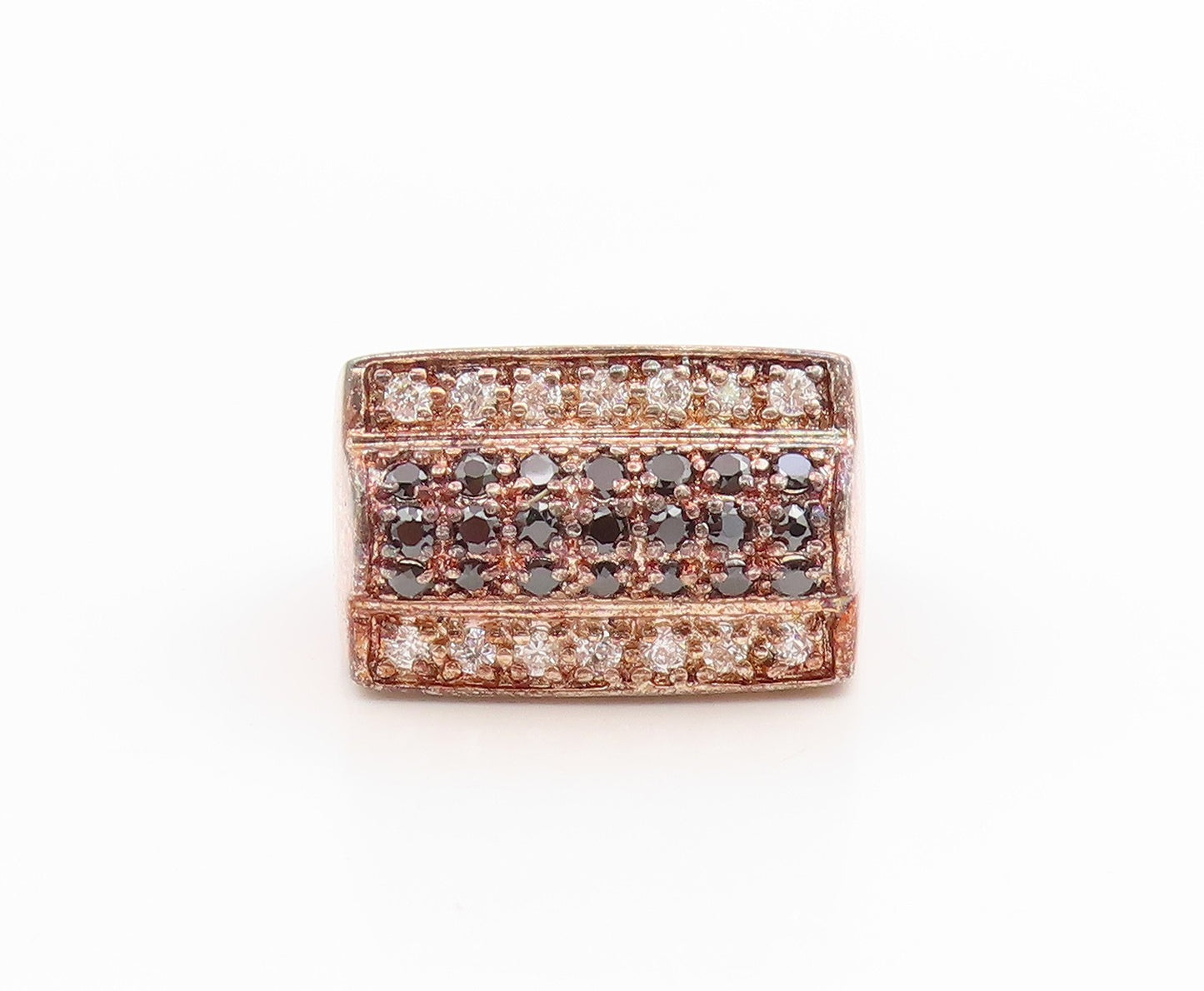 925 Sterling Silver Vintage Ring Spinel & CZ Geometric Pave Band  Sz 6  RG35924