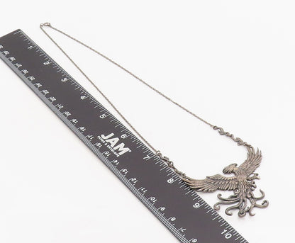 925 Sterling Silver Vintage Necklace Harry Potter Fawkes Phoenix Chain   NE4683