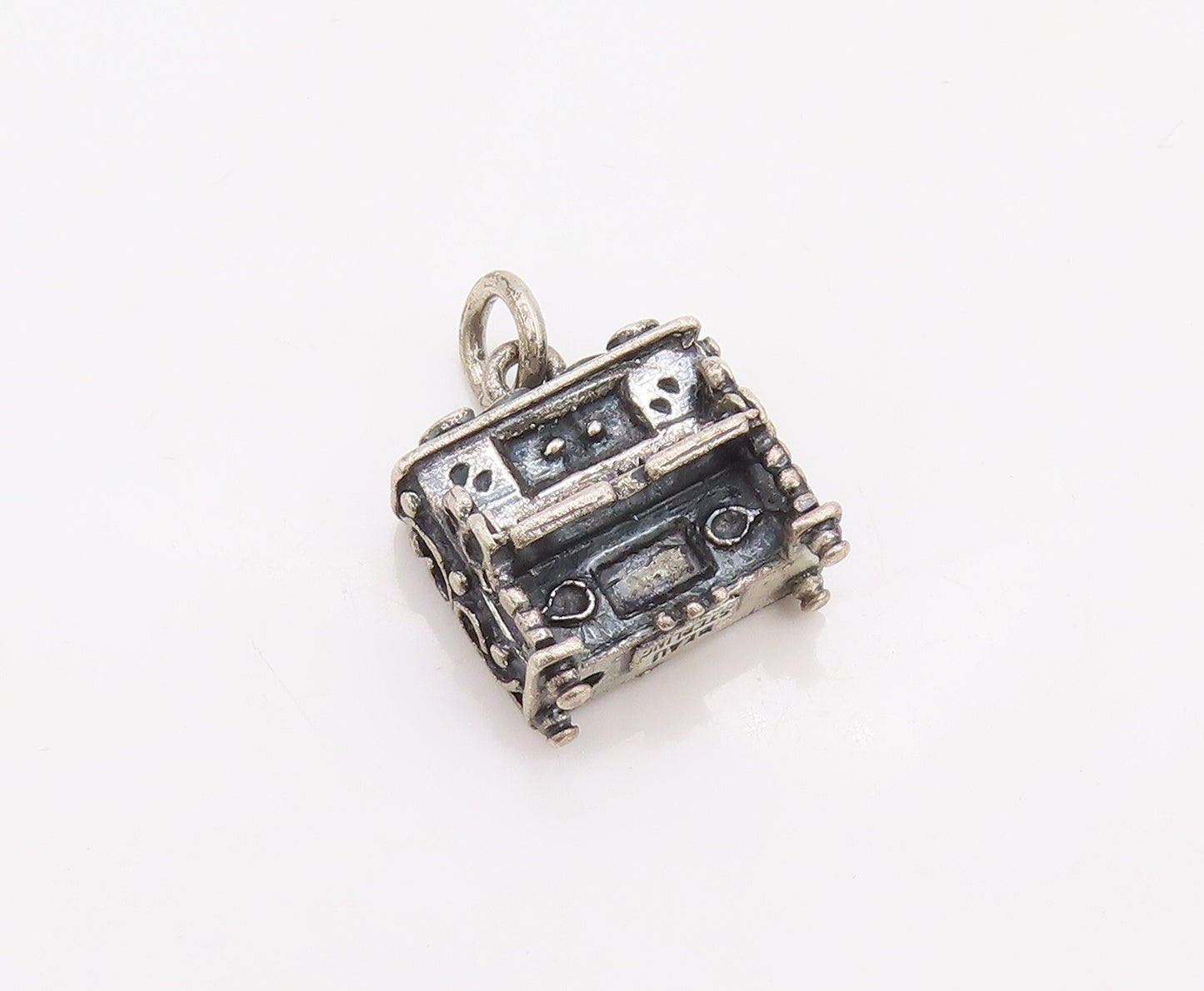 925 Sterling Silver Vintage Pendant BEAU 3D Carved Mini Piano Charm  PT23490