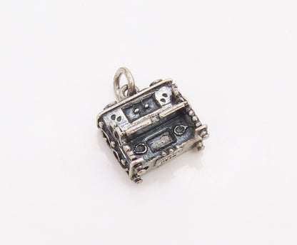 925 Sterling Silver Vintage Pendant BEAU 3D Carved Mini Piano Charm  PT23490