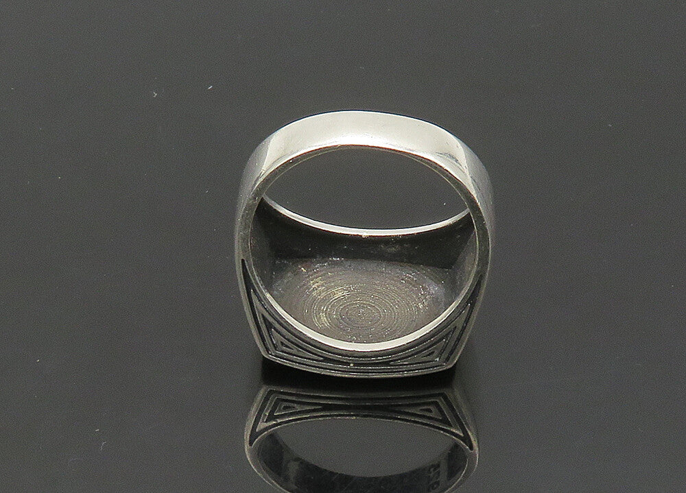 925 Sterling Silver  Vintage Freemason Symbol Square Band Ring Sz 10  RG21760