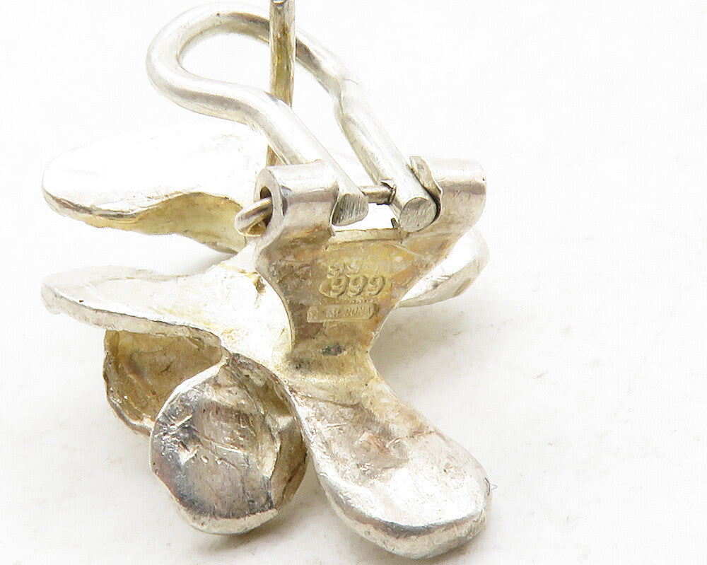 DESIGNER 925 Sterling Silver  Vintage Sculpted Non Pierce Earrings  EG6596
