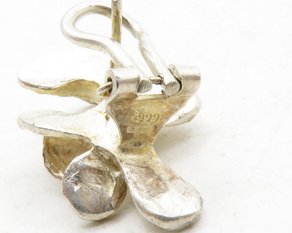 DESIGNER 925 Sterling Silver  Vintage Sculpted Non Pierce Earrings  EG6596