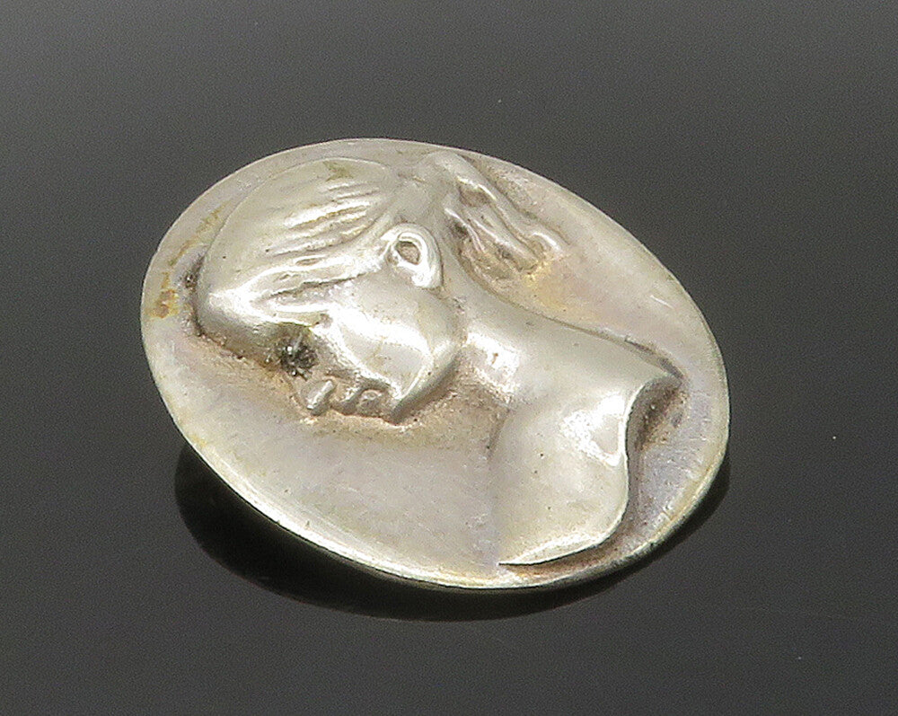 925 Sterling Silver  Vintage Modernist Woman Face Brooch Pin  BP6468
