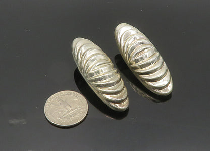 TULLA BOOTH 925 Silver  Vintage Shiny Fluted Dome Non Pierce Earrings  EG10045