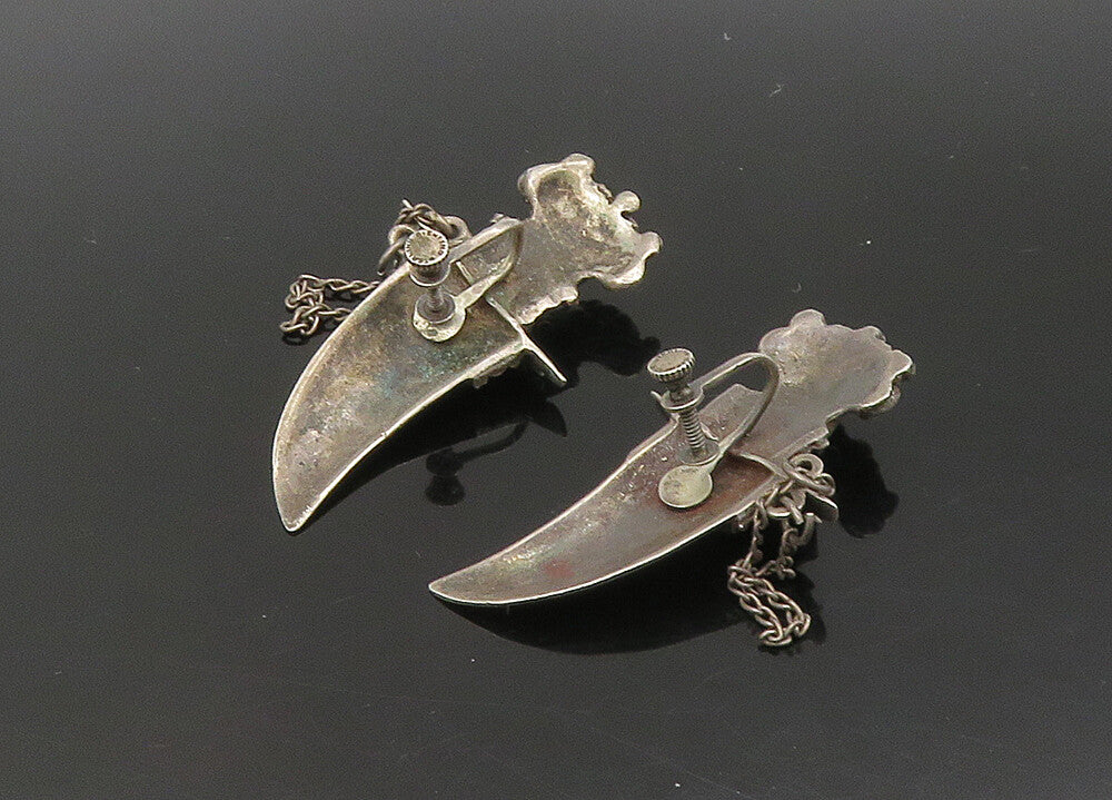 925 Sterling Silver  Vintage Sword Dagger Non Pierce Drop Earrings  EG11350
