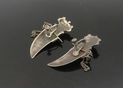925 Sterling Silver  Vintage Sword Dagger Non Pierce Drop Earrings  EG11350