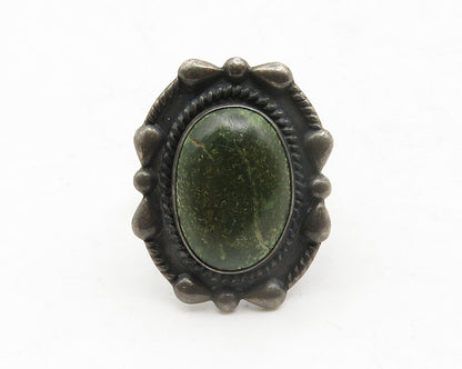 925 Sterling Silver  Vintage Green Jasper Cocktail Ring Sz 5.5  RG13159