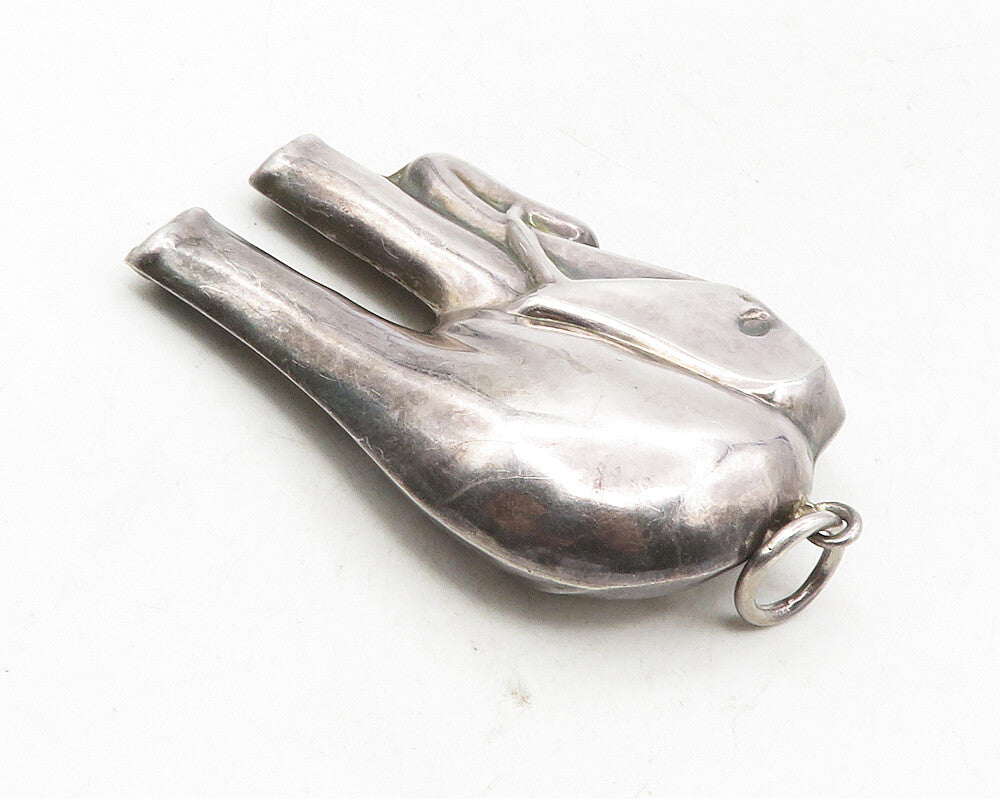 925 Sterling Silver  Vintage Dark Tone Hollow Elephant Motif Pendant  PT7790