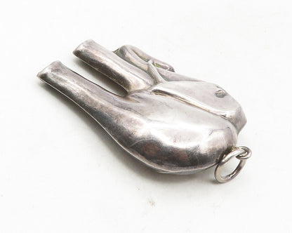 925 Sterling Silver  Vintage Dark Tone Hollow Elephant Motif Pendant  PT7790