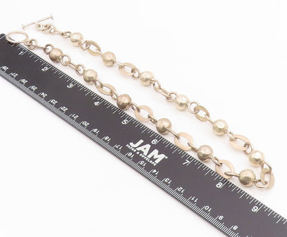 925 Sterling Silver Vintage Necklace MEXICO Classic Oval Link & Beads  NE4753