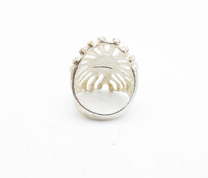 925 Sterling Silver  Vintage Shiny Cutout Floral Design Band Ring Sz 6  RG7120