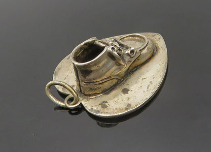 BEAU 925 Sterling Silver  Vintage Baby Shoe & Love Heart Pendant  PT16000