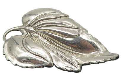 DANECRAFT 925 Sterling Silver  Vintage Shiny Floral Leaf Brooch Pin  BP4131