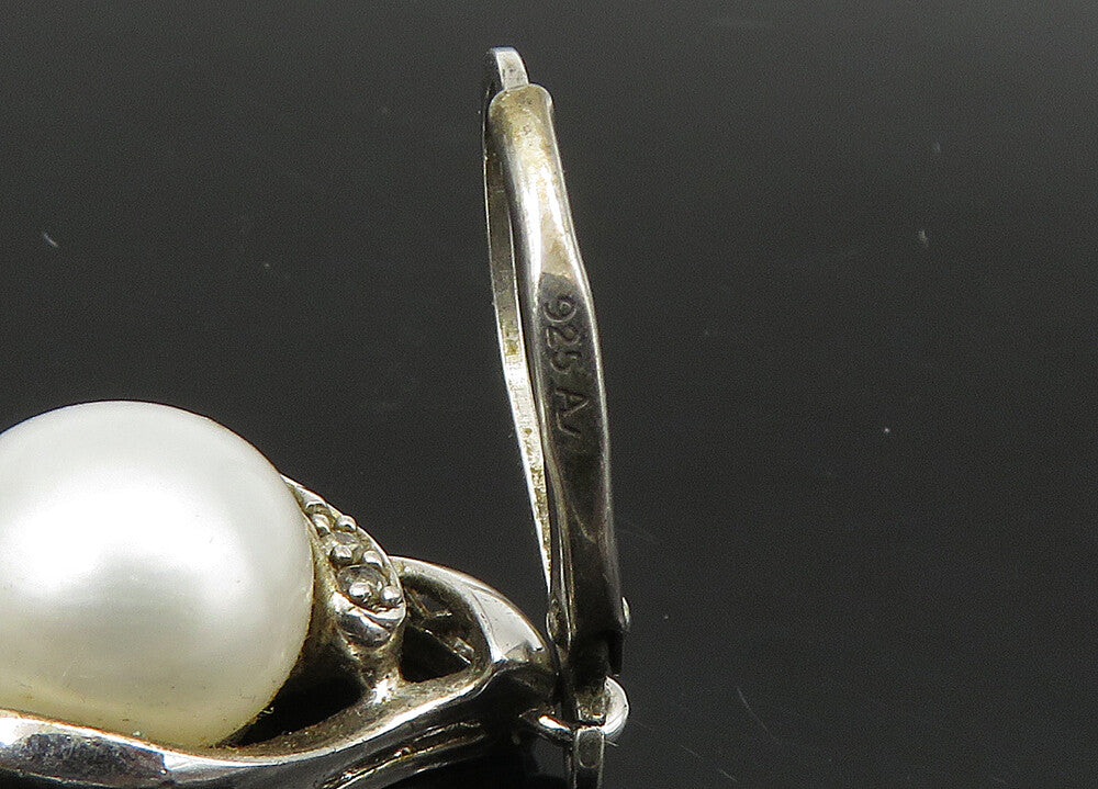 925 Silver   Vintage Genuine Diamonds & Pearl Lot Single Earrings  EG11285