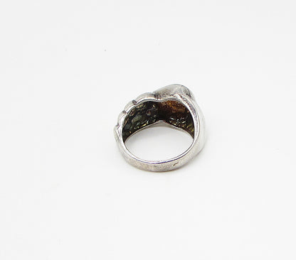 925 Sterling Silver  Vintage Modernist Band Ring Sz 7  RG3095