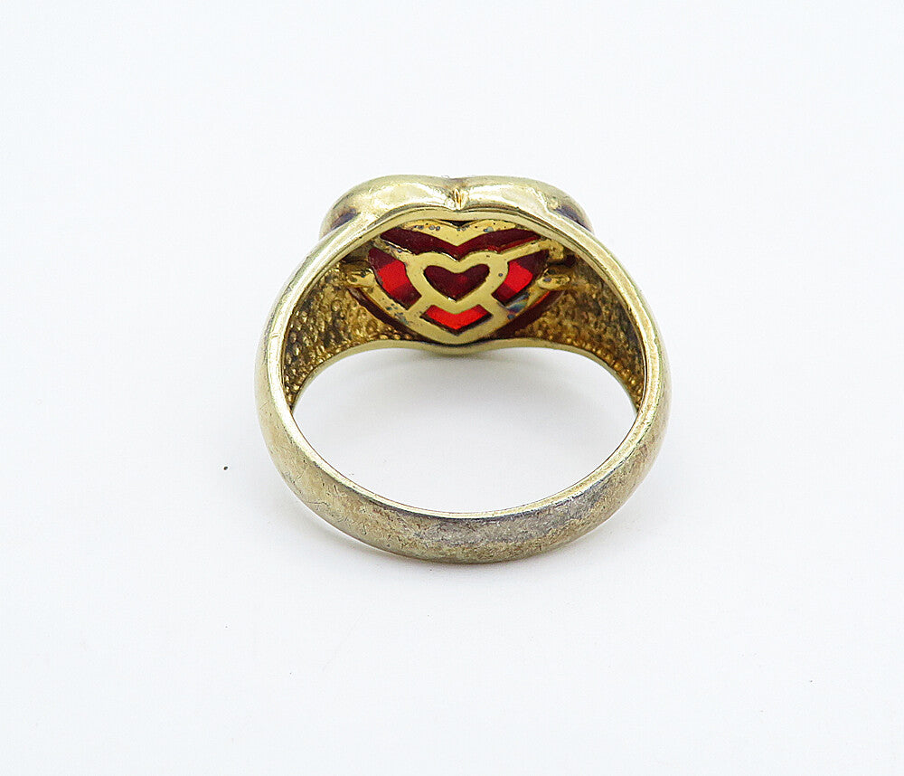 925 Sterling Silver  Vintage Topaz Two Tone Weaved Band Ring Sz 9.5  RG4894