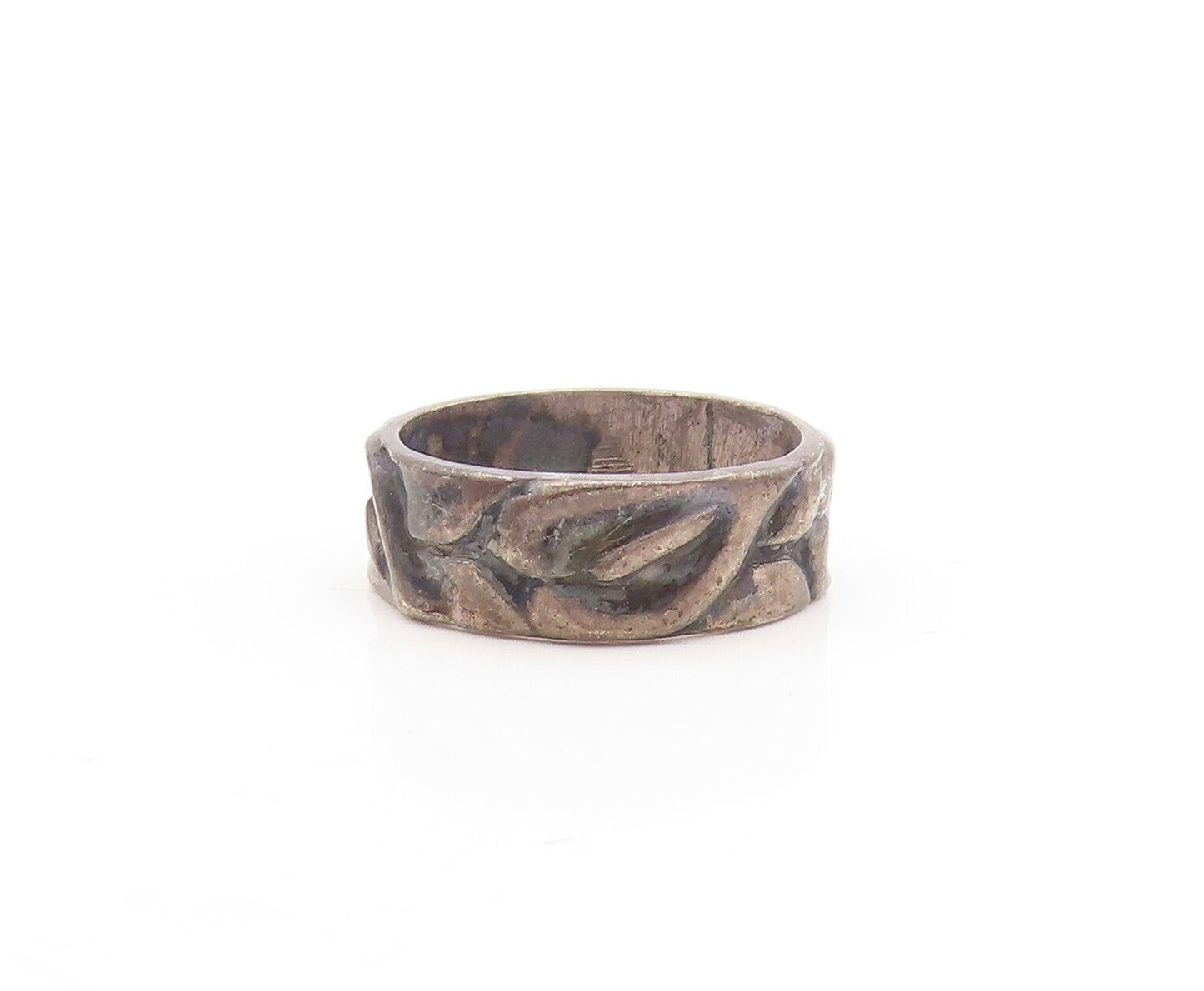 925 Sterling Silver Vintage Ring CINI Dark Tone Brutalist Cutout Sz 6.5  RG31261