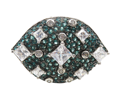 925 Sterling Silver  Cubic Zirconia & Blue Topaz Cocktail Ring Sz 6  RG11602