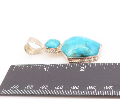 925 Sterling Silver Vintage Pendant DTR JAY KING Turquoise Geometric Cut PT24195